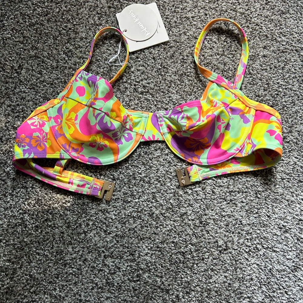 Kulani Kinis Neon Floral Bikini Top